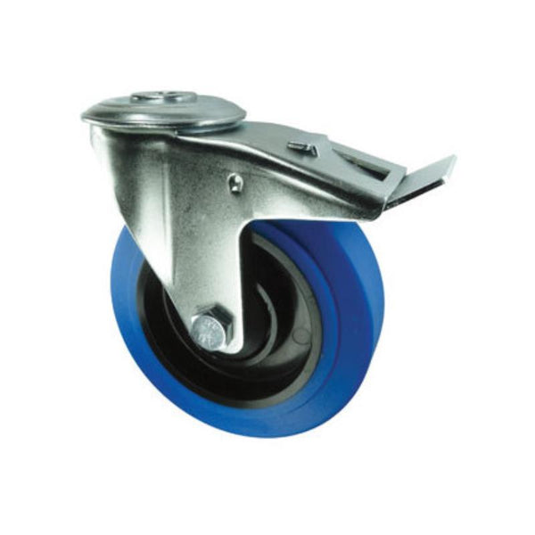 Atlas Workholders BRAKED BOLT HOLE 80mm BLUE RUBBERTYRE