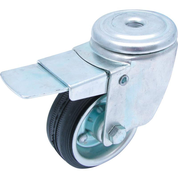 Atlas Workholders 80mm B/H SWIVEL CASTOR B/R TYRE/BRAKE