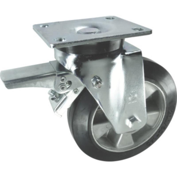 Atlas Workholders BRAKED SWIVEL PLATE 100mmRUBBER TYRE