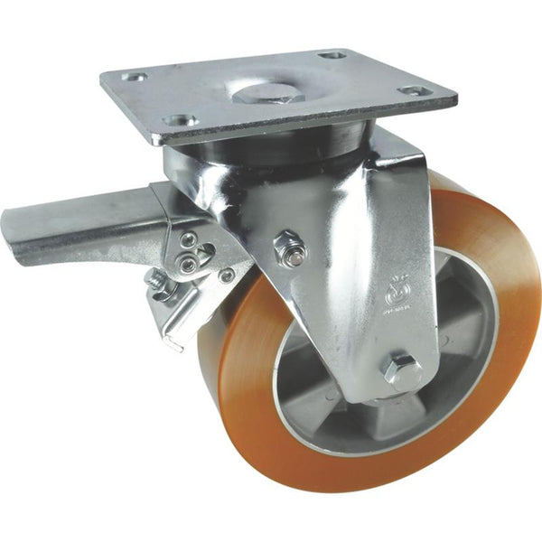 Atlas Workholders BRAKED SWIVEL PLATE 160mmPOLYURETHANE TYRE