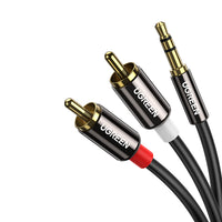 UGREEN AV116 RCA to AUX 3.5mm Audio Cable 1M - Black-AV116-10749