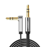 UGreen AV119 Right-angled 3.5mm Flat Aux Cable 1.5m - Black/Silver