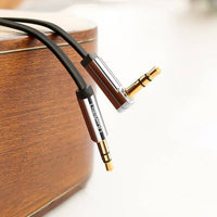 UGreen AV119 Right-angled 3.5mm Flat Aux Cable 2m - Black/Silver