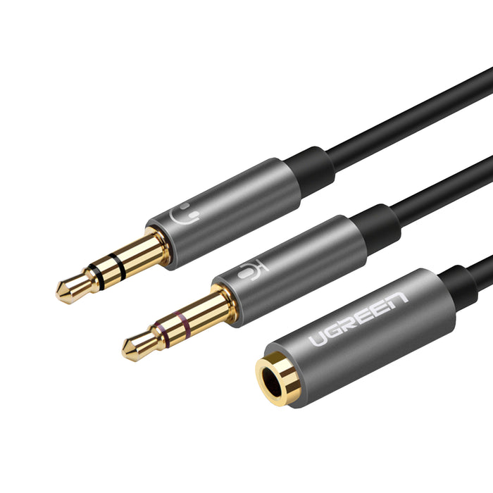 UGREEN UV140 AUX 3.5mm Audio Splitter Cable - Black/Grey-AV140-20899