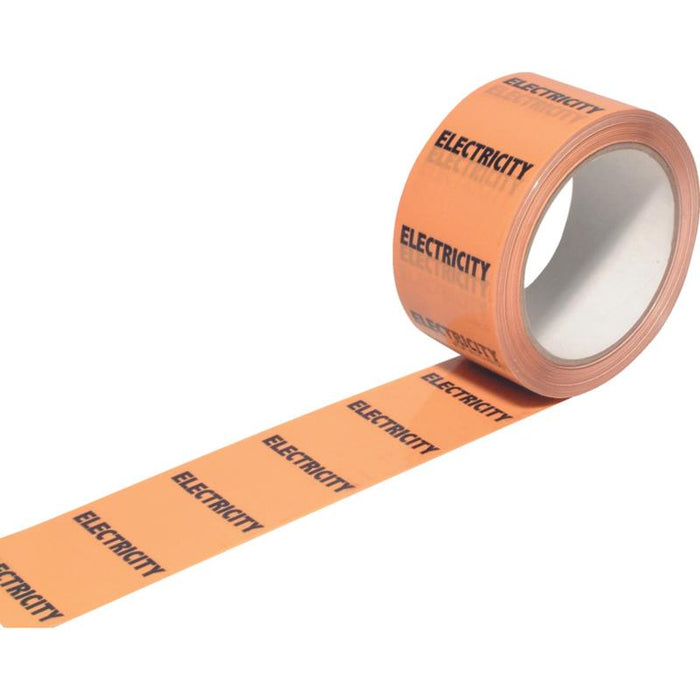 CROMWELL Electricity Pipeline Tape 50mm x 33m - Orange Warning Tape for Electrical Hazard Identification & Safety