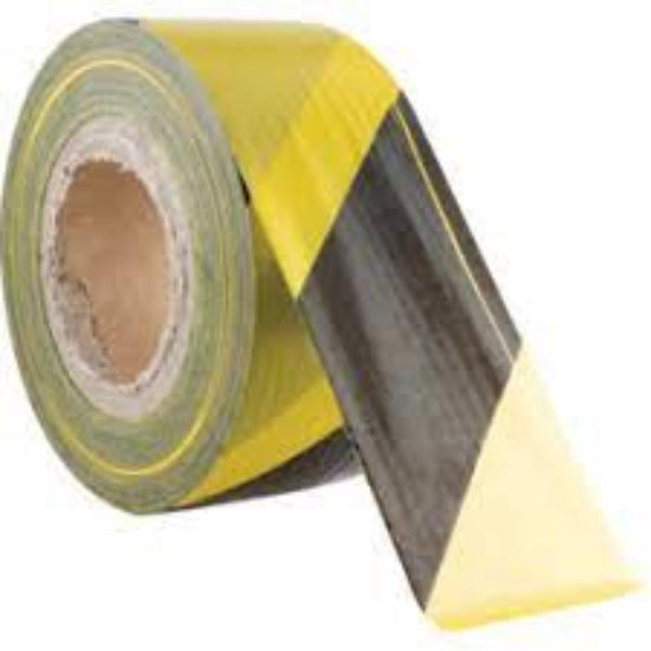 Avon 75mmx500M BLACK/YELLOW BARRIER TAPE IN DISPENSER