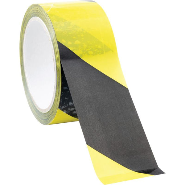 Avon 50mm x 33m BLACK/YELLOW HAZARDTAPE WITH BOPP OVER LAMINATE