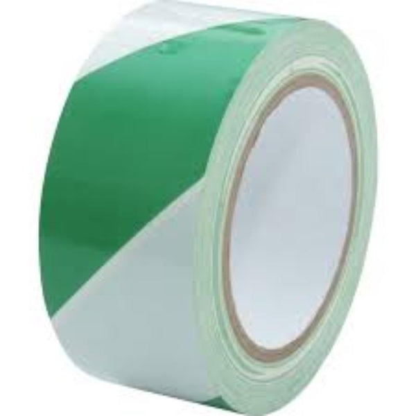 Avon 50mm x 33m GREEN/WHITE HAZARDMARKING TAPE