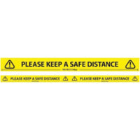 Keep Safe Distance Warning Tape - Social Distancing Floor Marking for COVID-19 Safety, Yellow Hazard Tape with Triangle Symbol