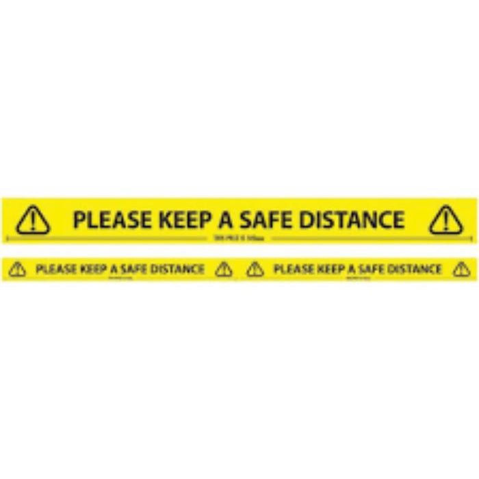 Keep Safe Distance Warning Tape - Social Distancing Floor Marking for COVID-19 Safety, Yellow Hazard Tape with Triangle Symbol