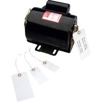 Electric Motor with Product Tags | Part No. 490012 | Black Motor with Wire Ties | chavda.com