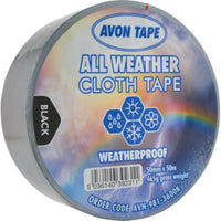 Avon All Weather Black Duct Tape 50mm x 50m - Weatherproof Cloth Tape for Repairs