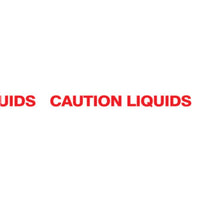 Caution Liquids Warning Tape. Adhesive tape with a warning message to handle liquids with care.