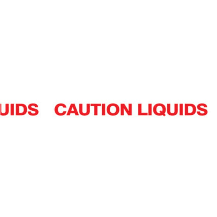 Caution Liquids Warning Tape. Adhesive tape with a warning message to handle liquids with care.