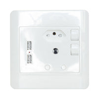 1 X 16A , 1 X EURO 16A 2XUSB 2.1 WALL SOCKET-D02-1 - PWR-SOCKET-USB-EURO
