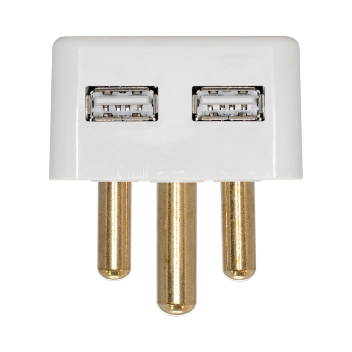 3PIN PLUGTOP , 2XUSB2.1A , 250V - 16A - PWR-USB-2.1AMP-3PIN