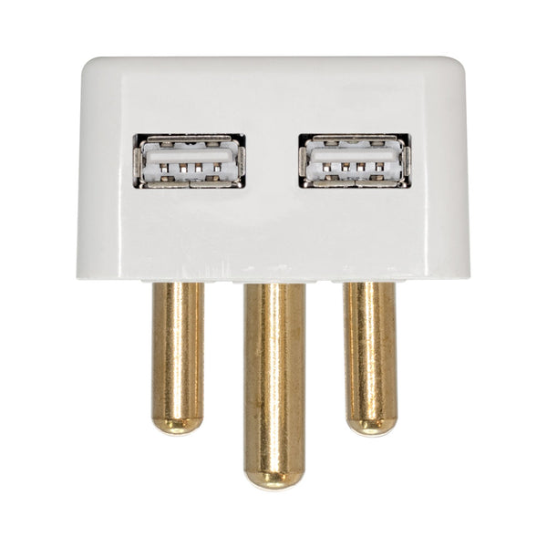 3PIN PLUGTOP , 2XUSB2.1A , 250V - 16A - PWR-USB-2.1AMP-3PIN