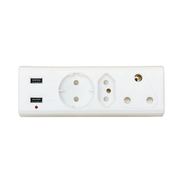 3-PORT MULTI PLUG(1X16A)(1X16A NEW)(2XUSB) R-21USB - PWR-MP-3P-USB