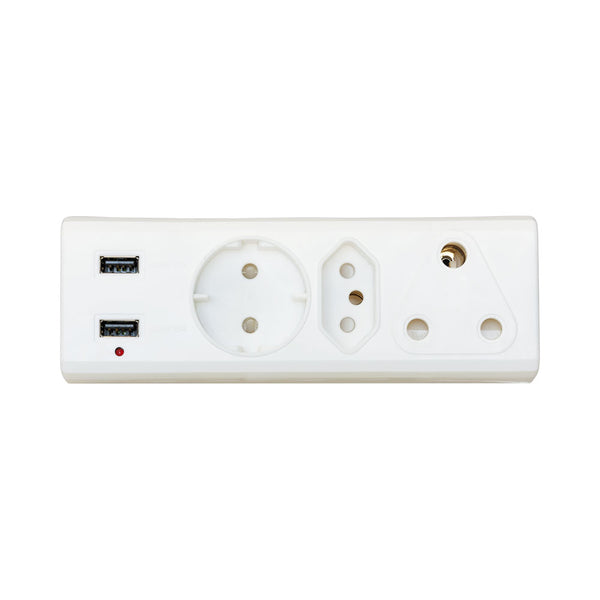 3-PORT MULTI PLUG(1X16A)(1X16A NEW)(2XUSB) R-21USB - PWR-MP-3P-USB