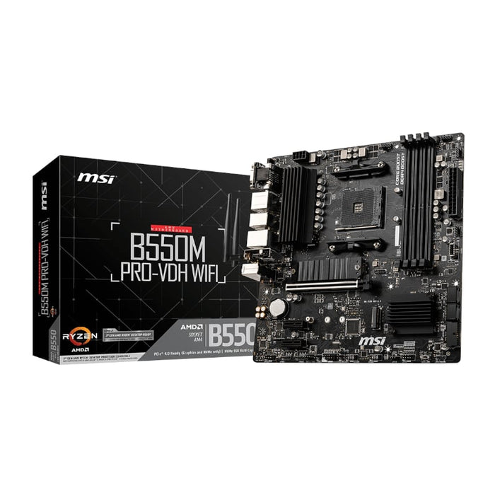 MSI B550M PRO-VDH WIFI Motherboard: AMD AM4 Socket, MATX Form Factor, WiFi