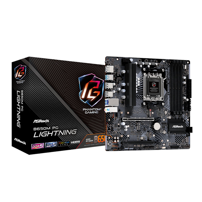 ASRock B650M PG Lightning AMD AM5 Micro ATX Motherboard-B650M PG LIGHTNING