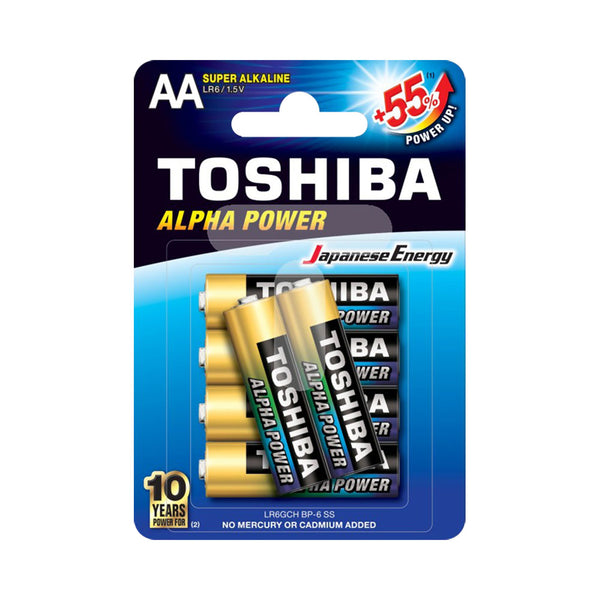 TOSHIBA ALPHA POWER ALKALINE AA - 6 PACK - BA-TO-APAA6