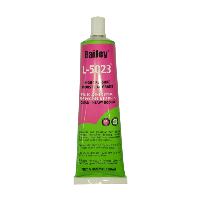 Bailey L-5023 PVC Cement: High Pressure, Heavy Bodied Solvent Cement for PVC Pipes and Fittings