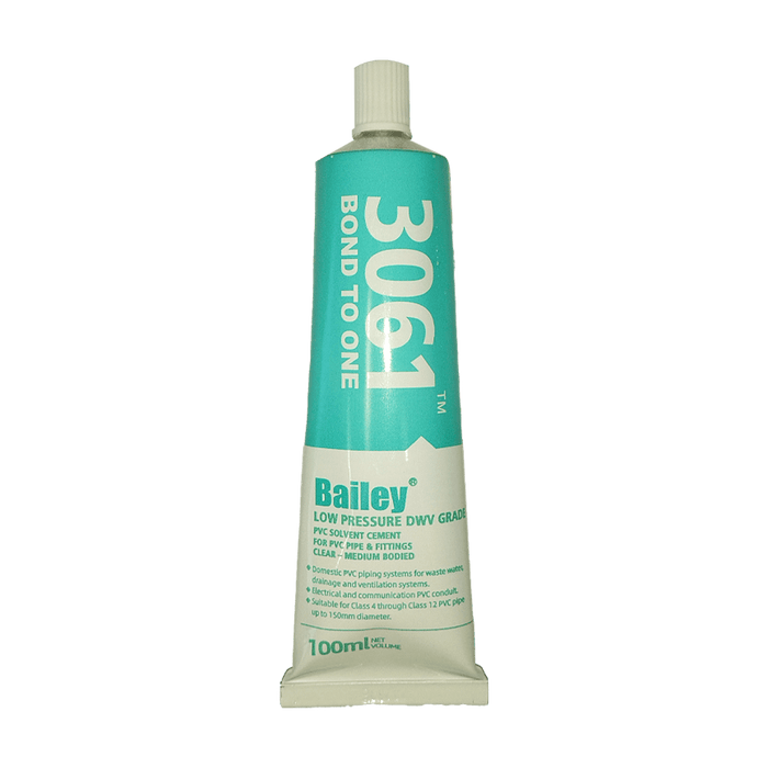 Bailey 3061 PVC Solvent Cement: Low Pressure, Clear, Medium Bodied - Ideal for PVC Pipe & Fittings
