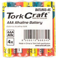 TorkCraft AAA Alkaline Battery 4-Pack 1.5V | LR03 4S Batteries