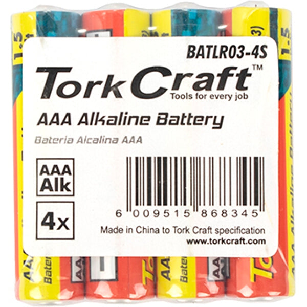 TorkCraft AAA Alkaline Battery 4-Pack 1.5V | LR03 4S Batteries