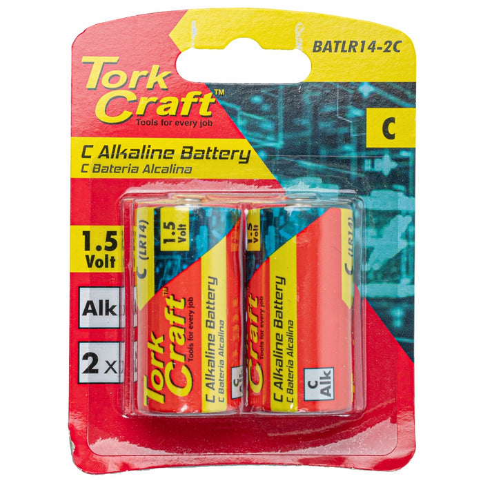Tork Craft C Alkaline Batteries 2-Pack | 1.5V LR14, Power Supply, Replacement Batteries