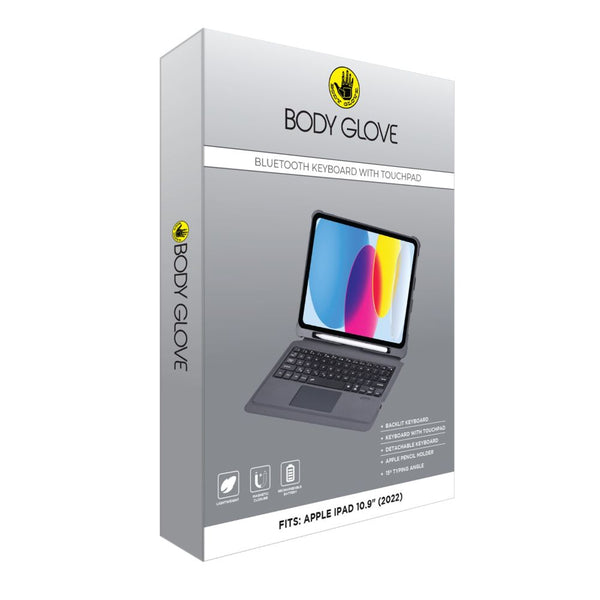 Body Glove Ipad 10.9(22)10th gen Bluetooth Keyboard with Touchpad-b-Black-BGKB-TIPD109-BK
