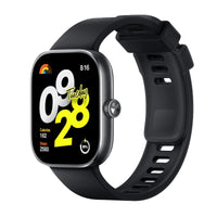 Redmi Watch 4 Graphite Black: AMOLED Display, Health Tracking, 09:28 Tuesday Time & Black Band. Smartwatch Image.