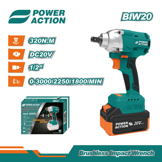 Brushless Impact Wrench BIW20 - Power Action Tools