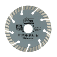 Fox Diamond Disc 115mm - Professional Masonry Cutting Blade for Concrete, Hard Materials