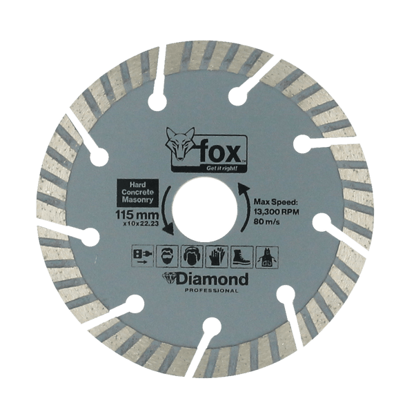 Fox Diamond Disc 115mm - Professional Masonry Cutting Blade for Concrete, Hard Materials