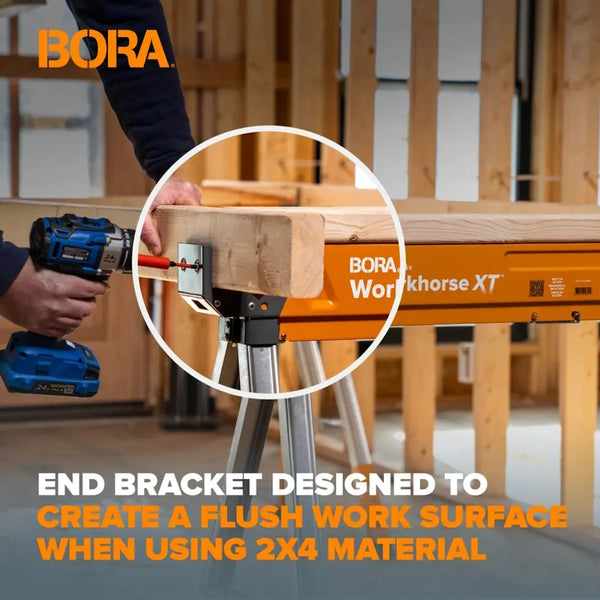 Bora Workhorse XT Sawhorse: 2x4 Bracket, Adjustable Height, Heavy Duty Workbench