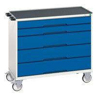 Blue Mobile Tool Cabinet - 5 Drawers, Workshop Storage, Industrial Rolling Cabinet 1050x550x965mm