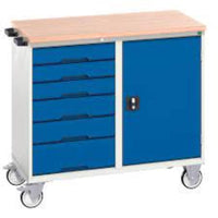 CROMWELL 16927124.11 Verso Mobile Workstation - Blue Cabinet with Drawers and Door - Rolling Tool Storage