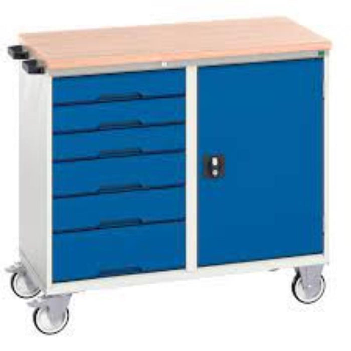 CROMWELL 16927124.11 Verso Mobile Workstation - Blue Cabinet with Drawers and Door - Rolling Tool Storage