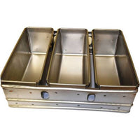Alusteel 3-loaf bread pan. Three compartment metal bread baking tray. Buy online at chavda.com