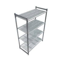 BCE BASICS 4-Tier Vented Shelf: 610x765x1830mm Heavy-Duty Storage Rack, Commercial Kitchen Shelving Unit, Durable & Ventilated Design