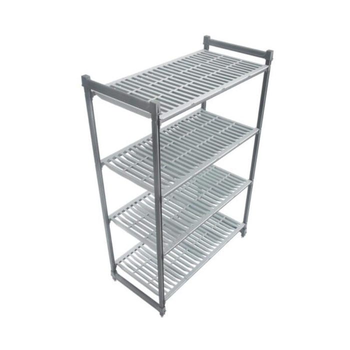BCE BASICS 4-Tier Vented Shelf: 610x765x1830mm Heavy-Duty Storage Rack, Commercial Kitchen Shelving Unit, Durable & Ventilated Design