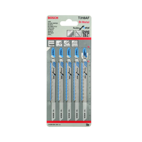 Bosch T318AF Bi-Metal Jigsaw Blades (5-Pack) - Flexible Metal Cutting