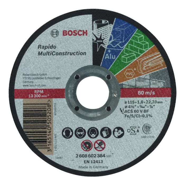 Bosch 115mm Cutting Disc: Multi-Material Abrasive Wheel for Metal, INOX, PVC, Alu. Professional Grade!