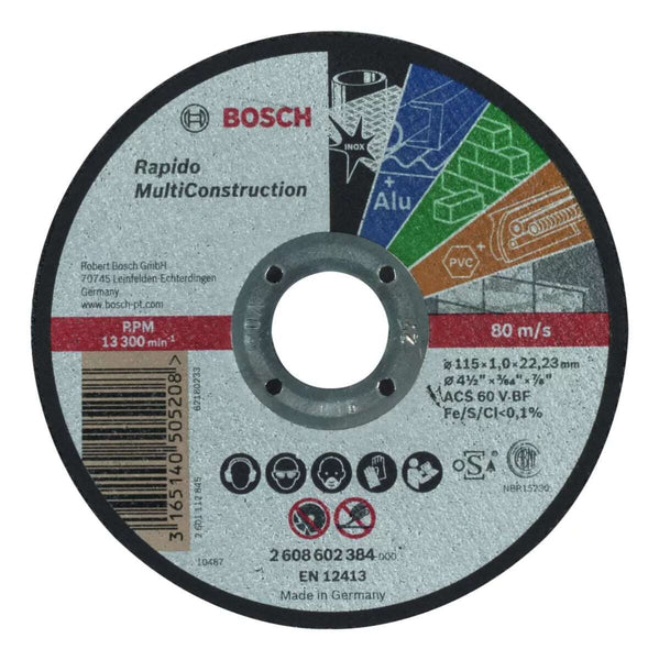 Bosch 115mm Cutting Disc: Multi-Material Abrasive Wheel for Metal, INOX, PVC, Alu. Professional Grade!