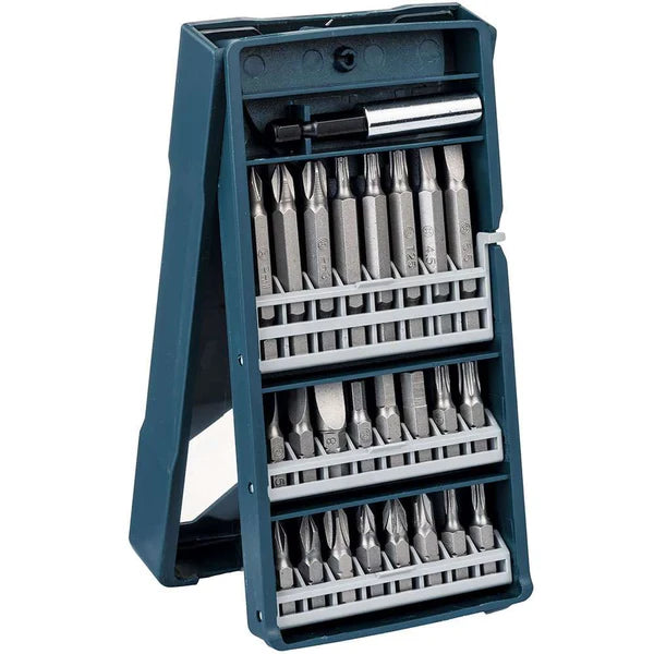 Bosch 25-Piece Mini X-Blue Screwdriver Bit Set: Phillips, Pozidriv, Slotted, Hex, Torx Bits with Holder for DIY & Repair