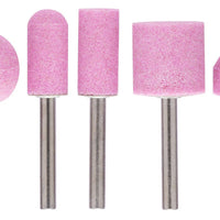 Bosch Grinding Stones Set: Rotary Tool Bits - Assorted Shapes (Ball, Cylinder, Cone), 60 Grit. Abrasive Pink Stone.