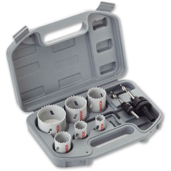 Bosch: Holesaws  - HSS bi-metal holesaw set, 20/25/32/38/51/64 mm, 2 adap., 1 allan key -  SKU: 2608580804