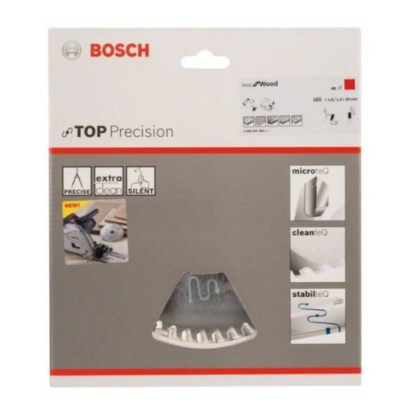 Bosch Best for Wood Saw Blade 165mm, 48T. Precise Wood Cutting Circular Blade.